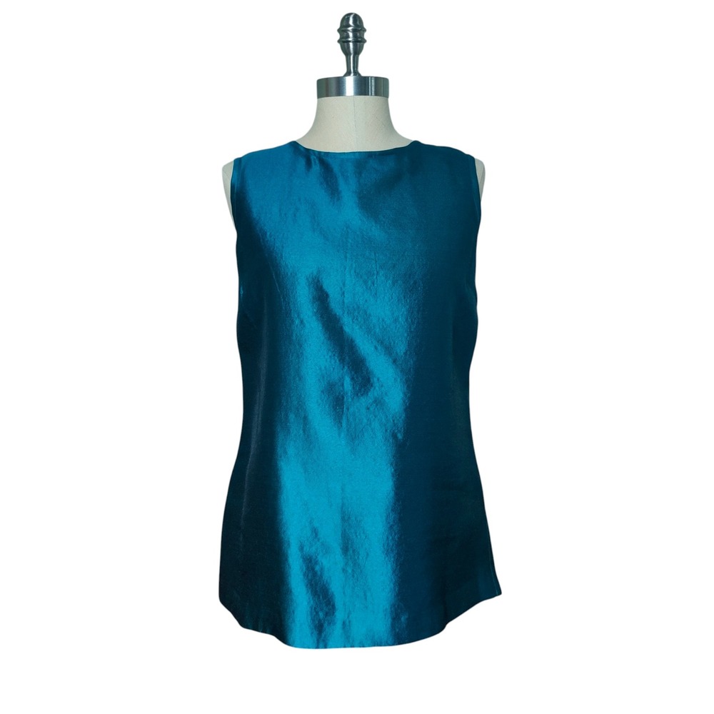 St. John Couture Wool Silk Blend Teal Tank Top Classy Old Money Tailored Sz 6